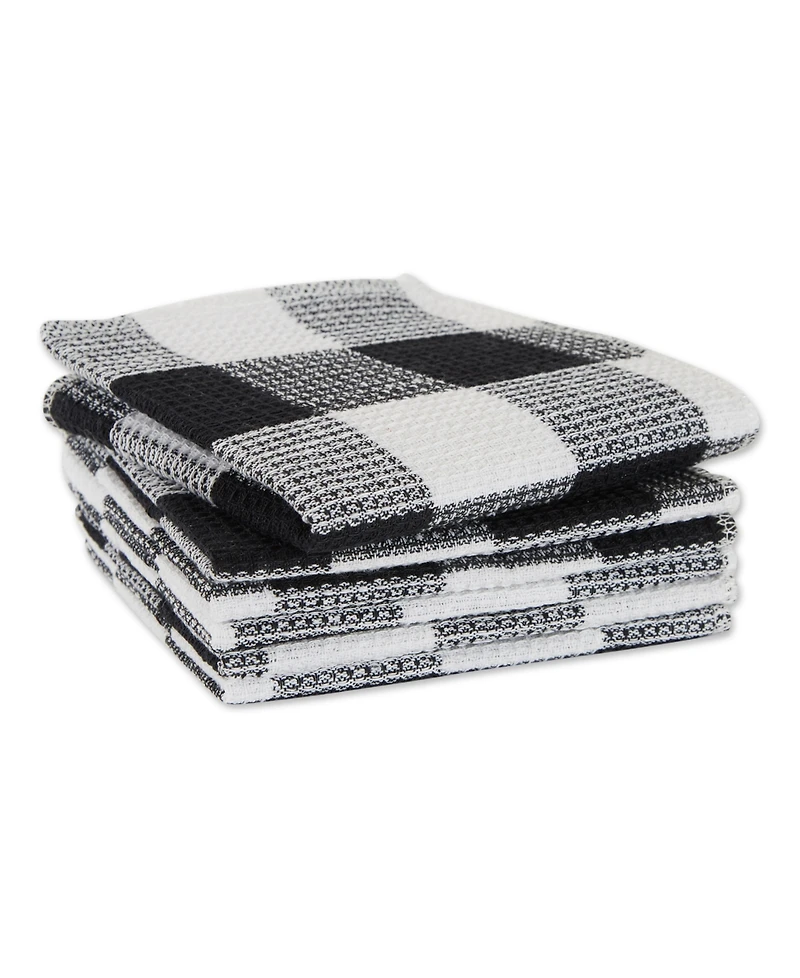 Design Imports Scrubber Dishcloths Collection Windowpane Dishrag Set, 12x12", Black Buffalo Check, 6 Piece
