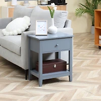 Homcom Nightsd Bedside Table End Table Organizer W/ Drawer Shelf