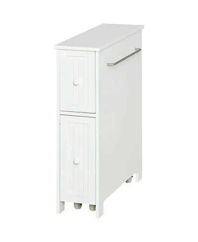 kleankin Slim Bathroom Storage Cabinet with Drawers and Side Towel Rack,