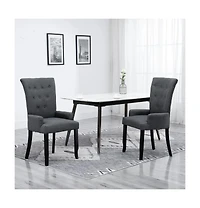 vidaXL Dining Chair with Armrests Dark Gray Fabric