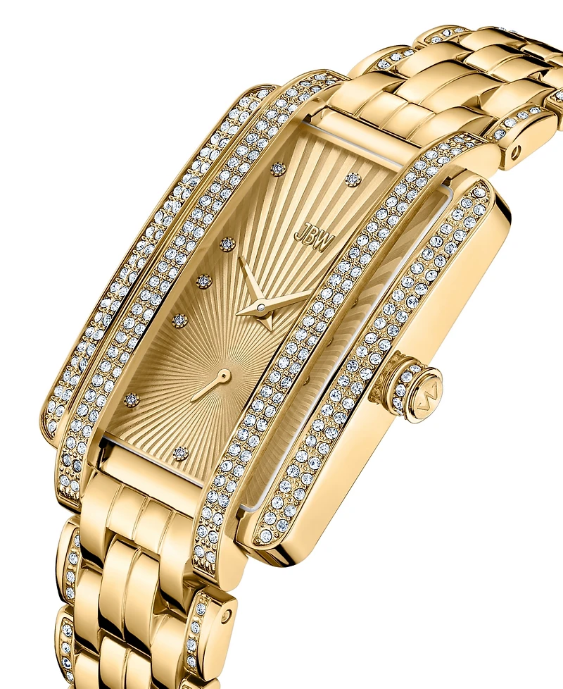 Jbw Women's Mink Diamond (1/8 ct.t.w.) 18k Gold Plated Stainless Steel Watch