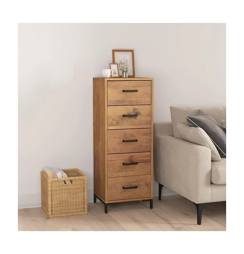 Chest of Drawers 16.5"x13.8"x43.3" Solid Wood Pine