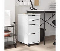 Rolling Cabinet with Drawers Moss White Solid Wood Pine