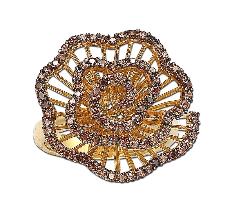 Suzy Levian Sterling Silver Cubic Zirconia Pave Flower Ring