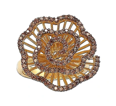 Suzy Levian Sterling Silver Cubic Zirconia Pave Flower Ring