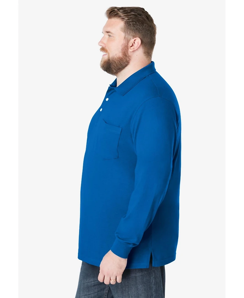 KingSize Big & Tall Long-Sleeve Shrink-Less Cotton Polo Shirt