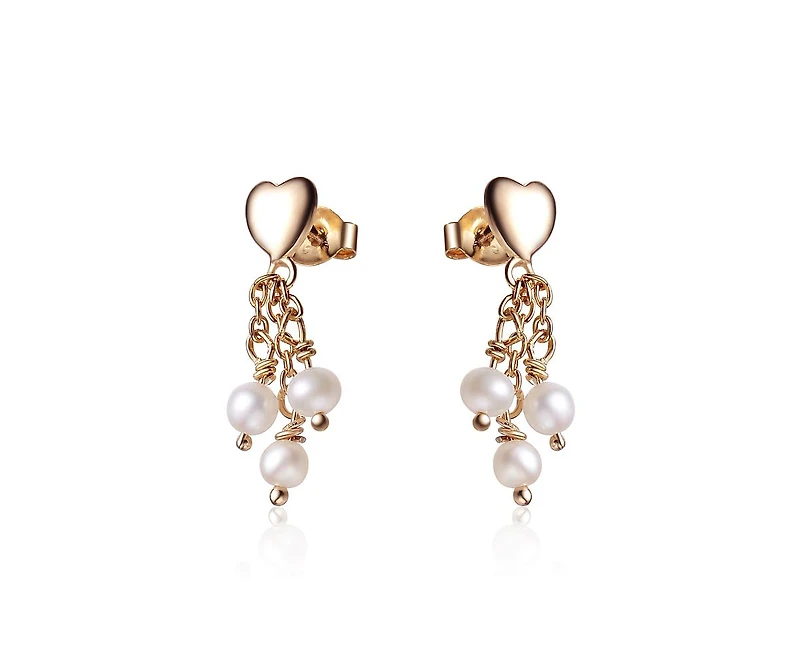 GiGiGirl Sterling Silver Heart Shape Pearl Drop Earrings