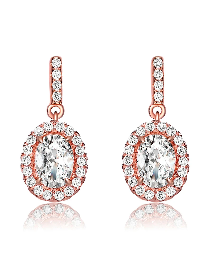 18k Rose Gold Plated Cubic Zirconia Dangle Earrings