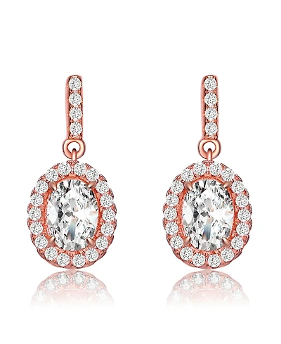 18k Rose Gold Plated Cubic Zirconia Dangle Earrings