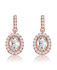 18k Rose Gold Plated Cubic Zirconia Dangle Earrings