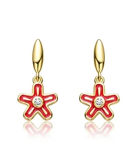 GiGiGirl Kids 14k Gold Plated Red Enamel Dangle Star Flower Earrings
