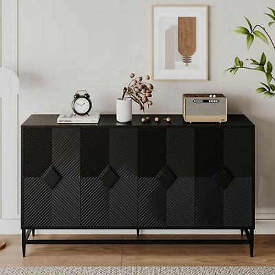 Streamdale Black Lacquered Wooden Sideboard Buffet Cabinet