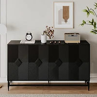 Streamdale Black Lacquered Wooden Sideboard Buffet Cabinet