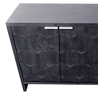 Streamdale Farmhouse Style 4-Door Storage Cabinet in Distressed Black