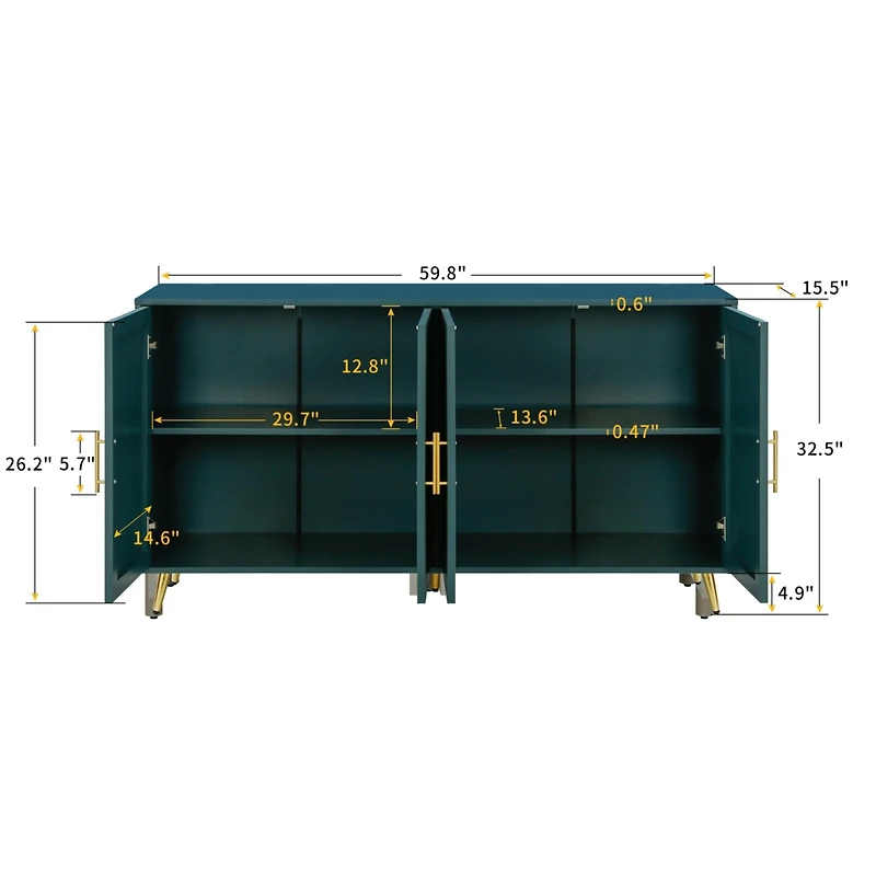 Streamdale Green Tv Stand with Storage & Adjustable Shelves