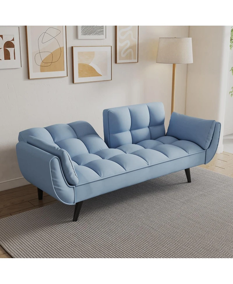 Streamdale Furniture 57" Blue Sofa Soft Two Armrests Throw Pillow Pillow Comfortable Fit Apartment Bedroom Small Space