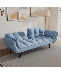 Streamdale Furniture 57" Blue Sofa Soft Two Armrests Throw Pillow Pillow Comfortable Fit Apartment Bedroom Small Space