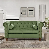 Streamdale Furniture Green Velvet Love Seat Sofa