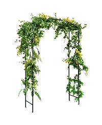 Slickblue Garden Arch Arbor Trellis with Gate Patio Plant Stand Archway-Black