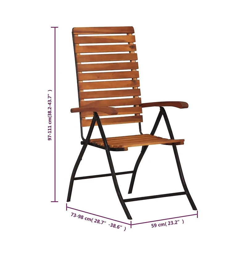 vidaXL 2 pcs Reclining Patio Chairs Solid Wood Acacia