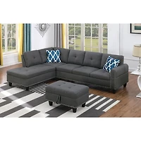Streamdale Furniture Alger 98" Wide Left Hand Facing Sofa Chaise With Ottoman