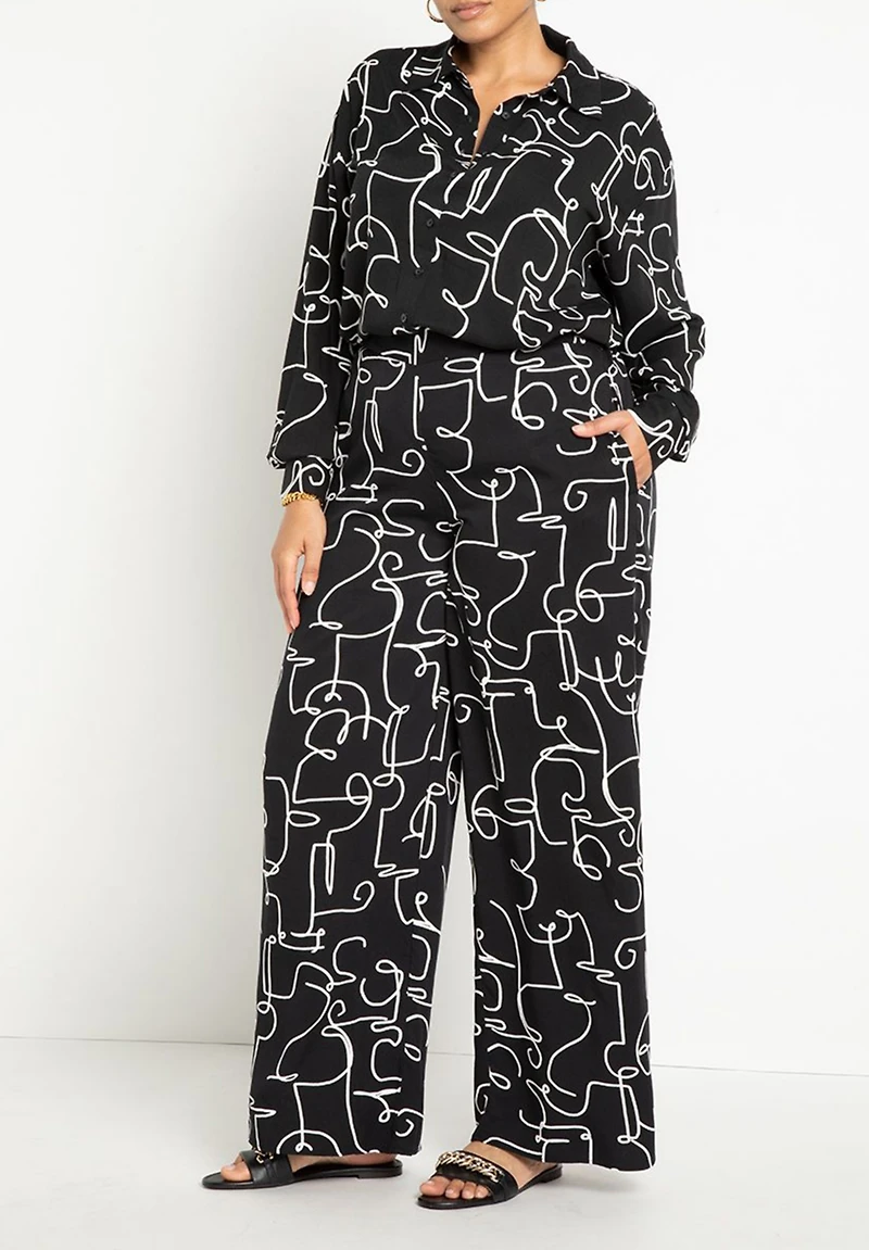 Eloquii Women's Plus Printed Button Down