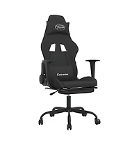 vidaXL Massage Gaming Chair with Footrest Black Fabric