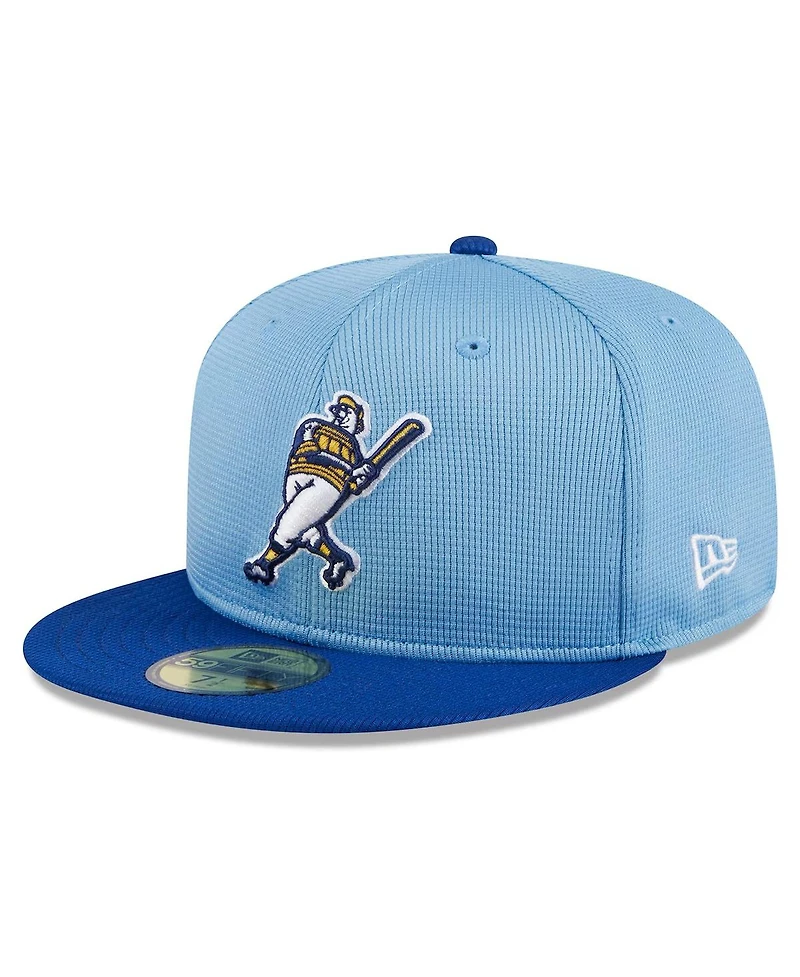 New Era Men's Light Blue Milwaukee Brewers 2024 Batting Practice 59FIFTY Fitted Hat