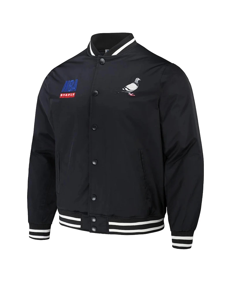 Staple Men's Nba Black All Teams Pennant Woven Full-Snap Jacket