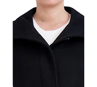 Cole Haan Womens Stand-Collar Single-Breasted Wool Blend Coat