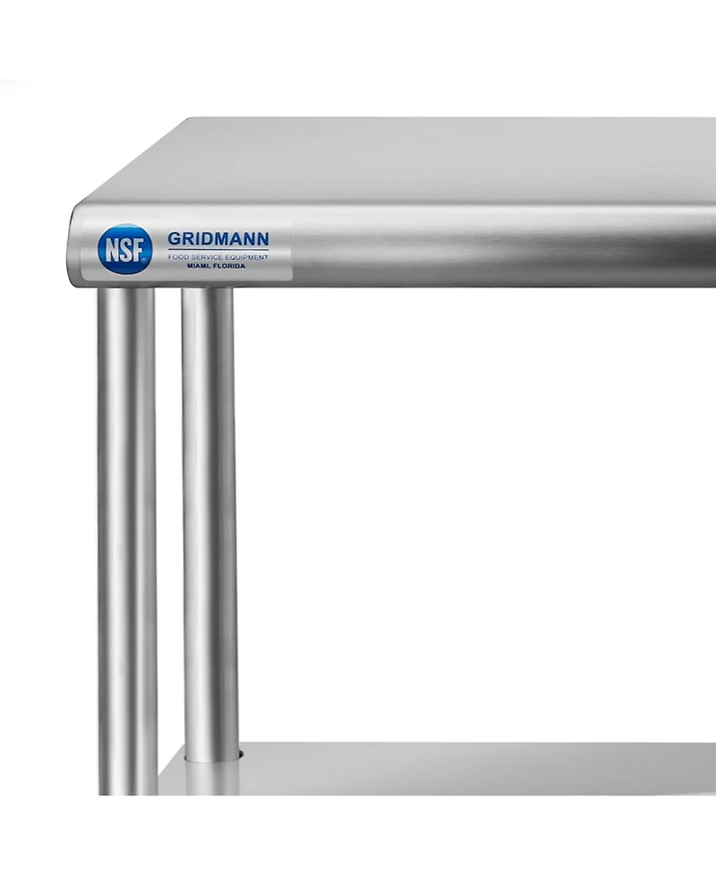 Gridmann Nsf Commercial Stainless Steel Double Overshelf 72" x 12" for Prep & Work Table