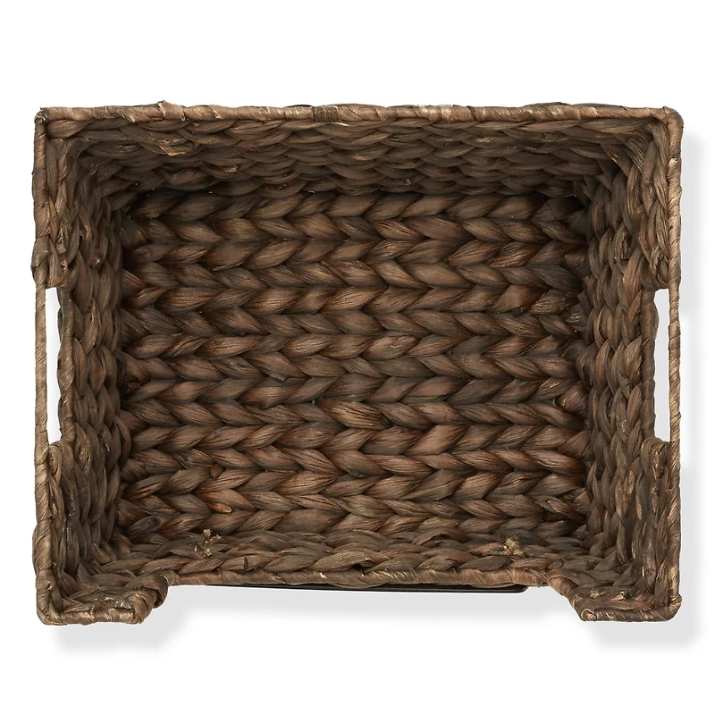 Casafield (Set of 2) Water Hyacinth Pantry Baskets with Handles and Chalkboard Labels - Espresso, Wide Woven Storage for Kitchen Shelves