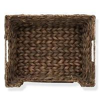 Casafield (Set of 2) Water Hyacinth Pantry Baskets with Handles and Chalkboard Labels - Espresso, Wide Woven Storage for Kitchen Shelves