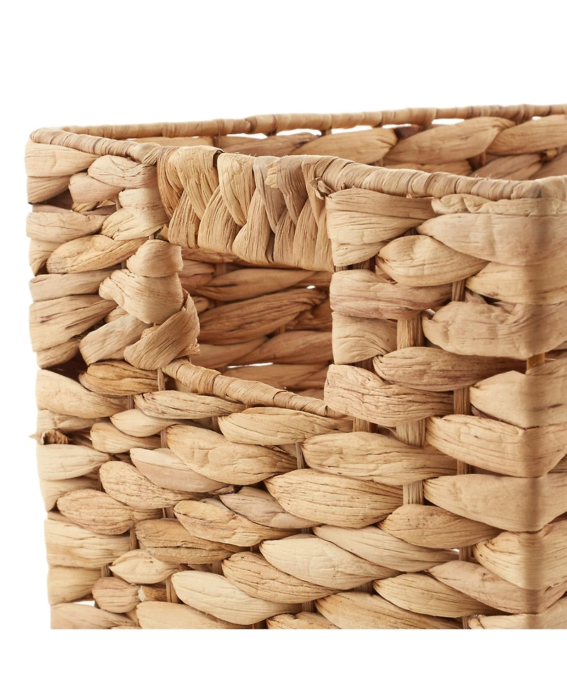 Casafield Set of 3 Water Hyacinth Storage Baskets with Handles - Small, Medium, and Large Woven Nesting Storage Bin Organizers for Shelves - Natural