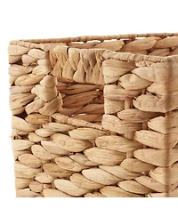 Casafield Set of 3 Water Hyacinth Storage Baskets with Handles - Small, Medium, and Large Woven Nesting Storage Bin Organizers for Shelves - Natural