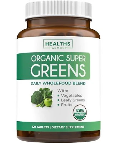 Healths Harmony Organic Super Greens Tablets Complete Superfood Supplement For Super Antioxidants Energy Gut Health Immune Support Healths Harmony 120ct