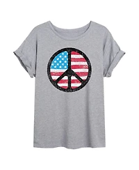 Hybrid Apparel Trendy Juniors Flag Peace Graphic Oversized Tee