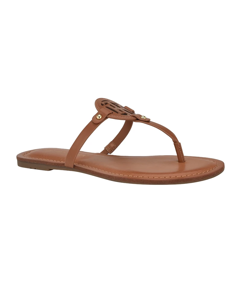 Tommy Hilfiger Women's Litzy Logo T-Strap Flat Sandals