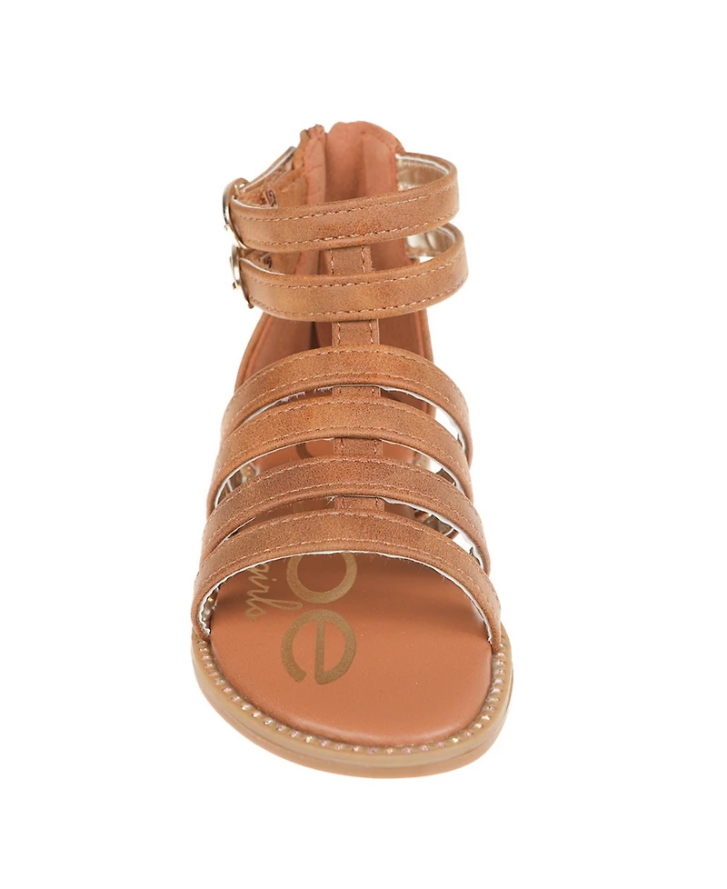 Bebe Big Girl's Fashion Gladiator Sandal with Rhinestone Welt Polyurethane Sandals