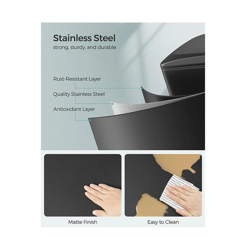 Slickblue 12.7 Gallon Garbage Can For Narrow Spaces With Soft-close Lid