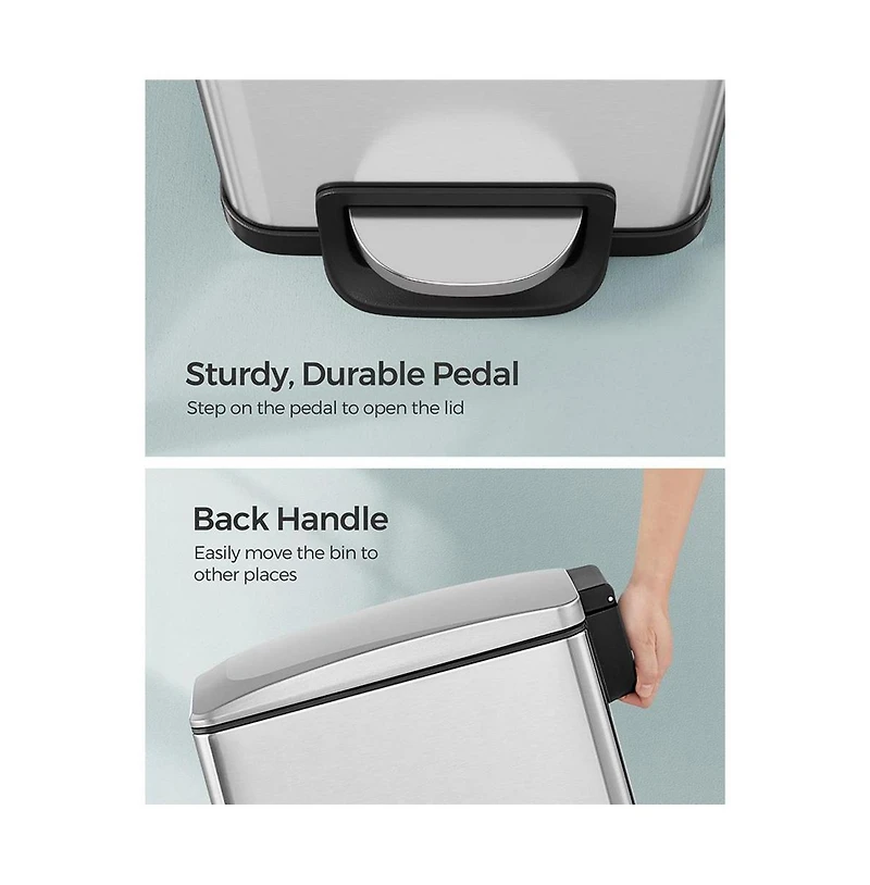 Slickblue 12.7 Gallon Garbage Can For Narrow Spaces With Soft-close Lid