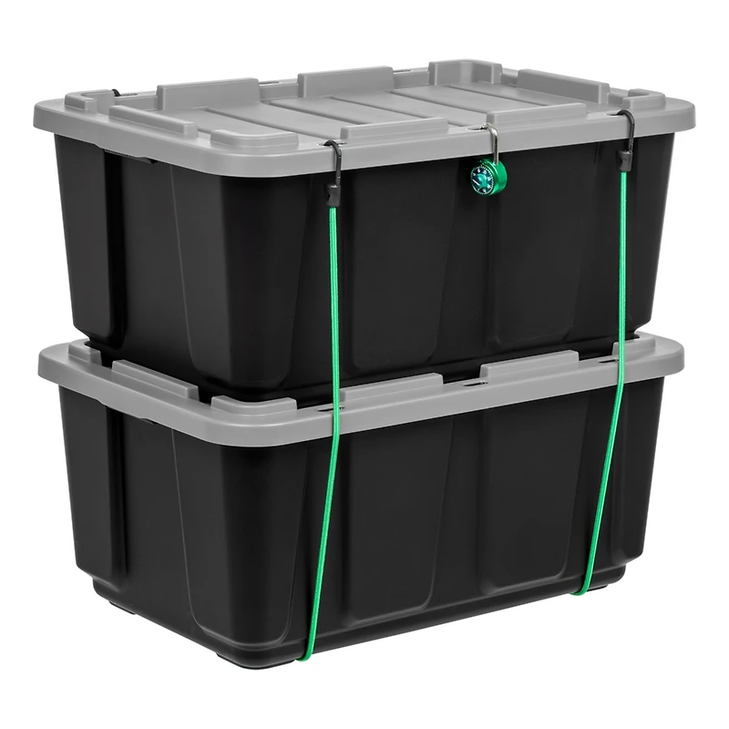 Iris 27Gal/108Qt 4 Pack Large Heavy-Duty Storage Plastic Bin Tote Container with Durable Lid, Black/Gray
