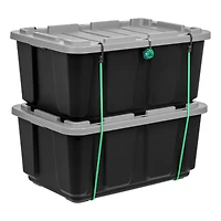 Iris 27Gal/108Qt 4 Pack Large Heavy-Duty Storage Plastic Bin Tote Container with Durable Lid, Black/Gray