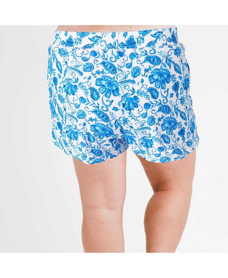 Calypsa Women's Plus Classic Fit Swim Shorts With Panty