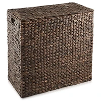 Casafield 2-Section Laundry Hamper with Lid and Removable Liner Bags - Natural, Woven Water Hyacinth Basket for Clothes