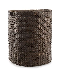 Casafield Half Moon Laundry Hamper with Lid and Removable Liner Bag - Natural, Woven Water Hyacinth Basket Sorter for Clothes
