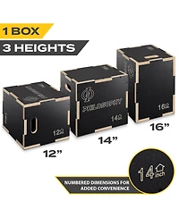 Philosophy Gym 3 in 1 Non-Slip Wood Plyo Box, 16" x 14" x 12", Black, Jump Plyometric Box for Training and Conditioning