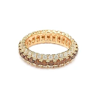 Suzy Levian Sterling Silver Cubic Zirconia -Row Brown Eternity Band