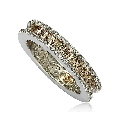 Suzy Levian Sterling Silver Cubic Zirconia Princess Cut Brown Eternity Band