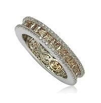 Suzy Levian Sterling Silver Cubic Zirconia Princess Cut Brown Eternity Band